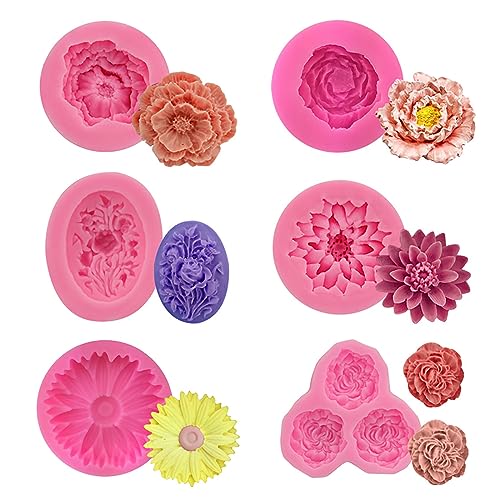 Blumenformen – Pfingstrose, Rose, 3D- und Silikonformen für Harzguss und Kerzenherstellung, 6 Stück Blumenformen – Pfingstrose, Rose, 3D- und Silikonformen für Harzguss und Kerzenherstellung, 6 Stück von EVERELAM