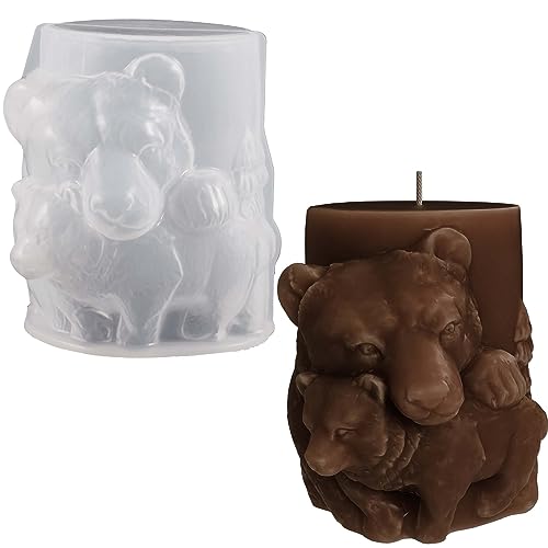 Gießformen aus Kunstharz, Motiv: Bär, Zylinder, Tier, Kerze und Ton, Schmuck, 3D-Silikonform für Bastelbedarf von EVERELAM