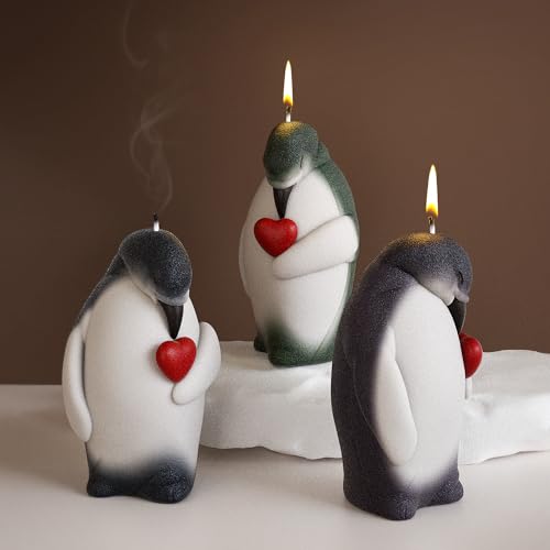 Pinguin-Formen, Herzform, Pinguin, Silikon, Wellen-Spiralform, Kerzenform, Silikonharz, Gießformen für Kerzen, Harz und Seife Pinguin-Formen, Herzform, Pinguin, Silikon, Wellen-Spiralform, Kerzenform, Silikonharz, Gießformen für Kerzen, Harz und Seife von EVERELAM
