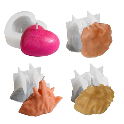 Silikonformen mit Tierkopf, Spiralform, Kerzenform, Silikonharz, Gießformen für Kerzen, Harz und Seife, 4 Stück Silikonformen mit Tierkopf, Spiralform, Kerzenform, Silikonharz, Gießformen für Kerzen, Harz und Seife, 4 Stück von EVERELAM