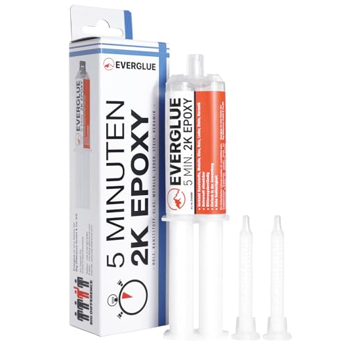 EVERGLUE 5 Minuten Epoxy 25g Doppelspritze, Zweikomponentenkleber, Epoxy Kleber extra stark, 2 K Kleber universal zum Kleben und Versiegeln EVERGLUE 5 Minuten Epoxy 25g Doppelspritze, Zweikomponentenkleber, Epoxy Kleber extra stark, 2 K Kleber universal zum Kleben und Versiegeln von EVERGLUE