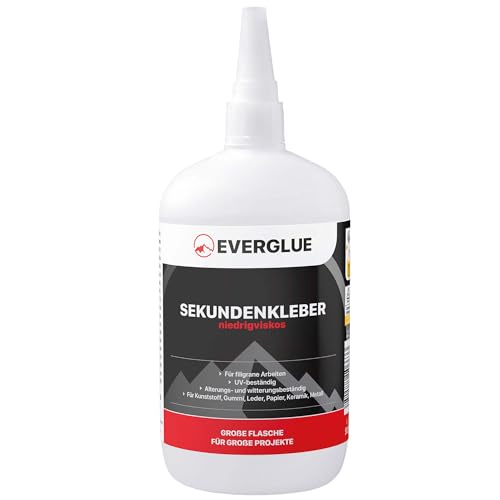 EVERGLUE Sekundenkleber dünnflüssig für präzises Kleben und schnelle Reparaturen - extra stark schnelltrocknend und flüssig ohne Nachtropfen Sekundenkleber niedrigviskos 500g EVERGLUE Sekundenkleber dünnflüssig für präzises Kleben und schnelle Reparaturen - extra stark schnelltrocknend und flüssig ohne Nachtropfen Sekundenkleber niedrigviskos 500g von EVERGLUE