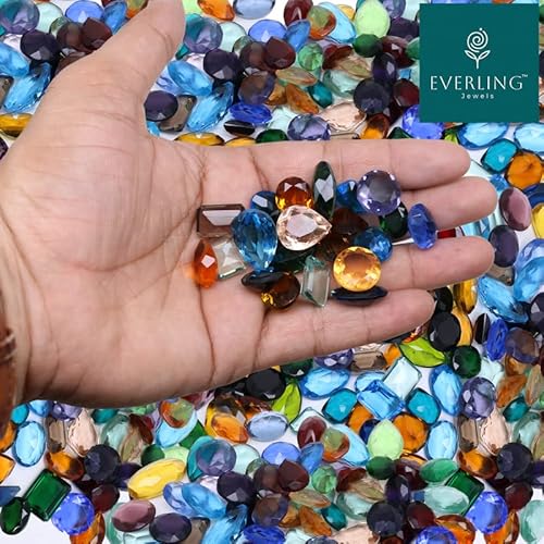 EVERLING JEWELS Mix lot von Glas Edelstein Topas facettiert geschliffenen Glas Edelstein, lose DIY Schmuck machen Stein, Großhandel lose Menge in Karat Gewicht - 500 Karat von EVERLING JEWELS