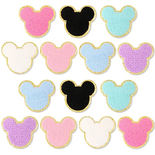 14 Stück Chenille-Maus-Patches, EVERMARKET zum Aufbügeln auf Mauskopf, niedliche Chenille, bestickte Applikation für Kleidung, zum Aufnähen, Glitzer, goldfarbene Maus, dekorativer Aufnäher für 14 Stück Chenille-Maus-Patches, EVERMARKET zum Aufbügeln auf Mauskopf, niedliche Chenille, bestickte Applikation für Kleidung, zum Aufnähen, Glitzer, goldfarbene Maus, dekorativer Aufnäher für von EVERMARKET