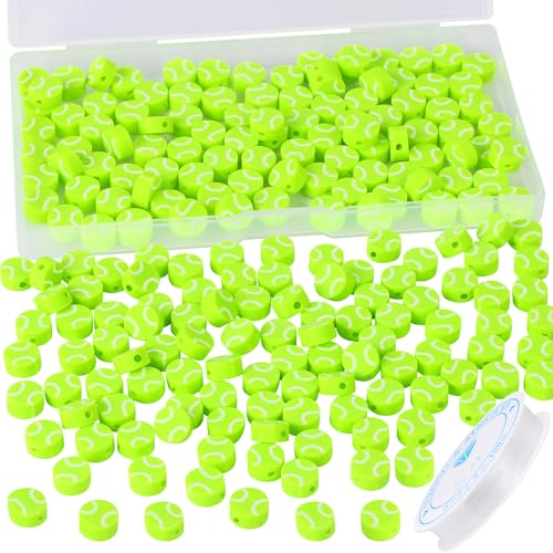 EVERMARKET 100 Stück Tennisball-Perlen, Polymer-Tonperlen, Tennisball-Perlen, Charms, Tennisball, Abstandshalter, Perlen, DIY-Sportperlen für Halskette, Armband, handgefertigte Schmuckherstellung, EVERMARKET 100 Stück Tennisball-Perlen, Polymer-Tonperlen, Tennisball-Perlen, Charms, Tennisball, Abstandshalter, Perlen, DIY-Sportperlen für Halskette, Armband, handgefertigte Schmuckherstellung, von EVERMARKET