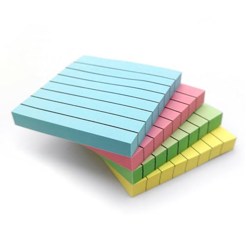 12 Blöcke Pastellfarben (quadratisch), liniert, 76 x 76 mm, Pastellfarben, Gelb, Rosa, Grün, Blau liniert/liniert, selbstklebende Notizblöcke für Büro, Schule und Meeting von EVG