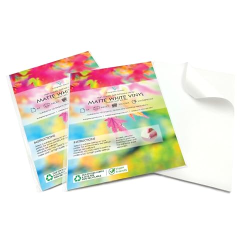2 x 20 Blatt Weiß Wasserdicht A4 Vinyl Matt Selbstklebend Aufkleber Qualität Inkjet bedruckbar von EVG