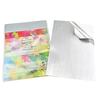 EVG Evergreen Goods holografische silberfarbene Vinyl-Kleberückseite, Linienmuster, Tintenstrahl- und Laserdrucker, A4, 50 Stück von EVG