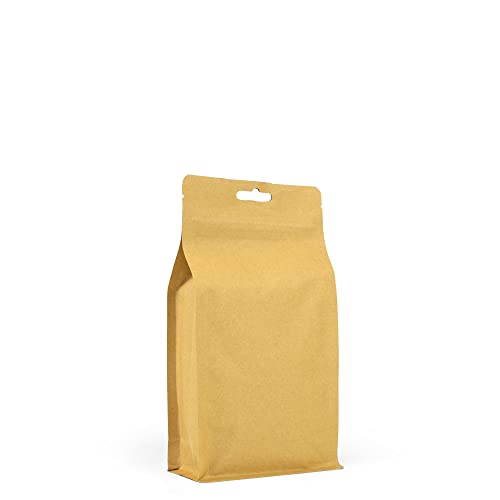 Evergreen Goods 50x braune Kraftpapierbeutel mit flachem Boden, Innenfolie, Zip-Lock/Hitzeversiegelung, 120x220mm von EVG