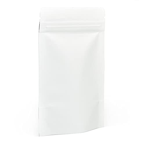 Evergreen Goods 50x weiße Beutel mit Innenfolie, Zip-Verschluss/hitzeversiegelbar, 90x140mm von EVG