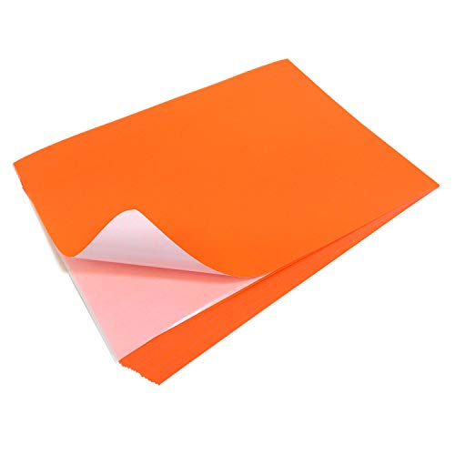 Evergreen Goods A4 20 Blatt neonorange fluoreszierende Papieraufkleber | selbstklebende laserbedruckbare Etiketten | Schneidemaschinen-kompatibel | Silhouetten-Bastelschneider | Fettgedruckte von EVG