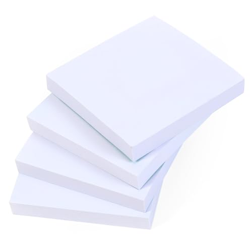Evergreen Goods Haftnotizen, 4 Blöcke, Weiß, 100 Blatt pro Block (76 x 76 mm), sauberes und minimalistisches Design für Büro-Notizen, Lernnotizen und organisierte Erinnerungen von EVG