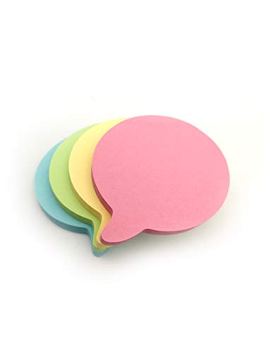 Evergreen Goods Haftnotizen, Sprachblasen-Form, Pastellfarben, entfernbar, selbstklebend, (gelb, rosa, blau, grün), 100 Blatt pro Block, 76 x 76 mm, Erinnerungen, Größe M emo von EVG