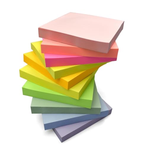 Evergreen Goods Haftnotizen-Set, selbstklebend, 76 mm x 76 mm, helle und klassische Farben, glattes Schreiben für Büro, Schule und Zuhause, leicht abzuziehen, keine Rückstände von EVG