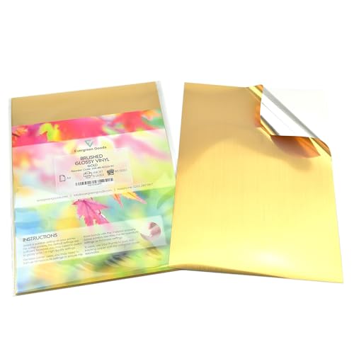 Evergreen Goods Vinyl-Aufkleber, gebürstet, goldfarben, 40 A4-Blätter, wasserdicht, bedruckbar, selbstklebend, kompatibel mit Cricut und Silhouette Evergreen Goods Vinyl-Aufkleber, gebürstet, goldfarben, 40 A4-Blätter, wasserdicht, bedruckbar, selbstklebend, kompatibel mit Cricut und Silhouette von EVG