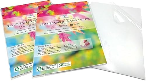 Evergreen Goods Vinyl-Aufkleberbögen, A4, glänzend, transparent, für Tintenstrahldrucker, geeignet für Bilder und Etiketten, 40 Stück Evergreen Goods Vinyl-Aufkleberbögen, A4, glänzend, transparent, für Tintenstrahldrucker, geeignet für Bilder und Etiketten, 40 Stück von EVG