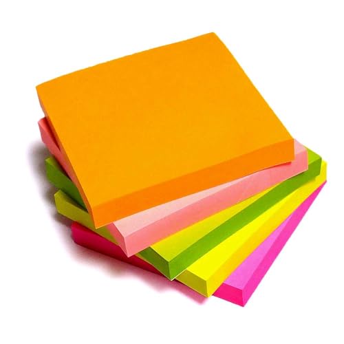 Haftnotizen – 800 hochwertige, helle Neon-Farben, abziehbare Haftnotizen, 76 x 76 mm, 8 Blöcke mit je 100 Stück, einzeln verpackt Haftnotizen – 800 hochwertige, helle Neon-Farben, abziehbare Haftnotizen, 76 x 76 mm, 8 Blöcke mit je 100 Stück, einzeln verpackt von EVG