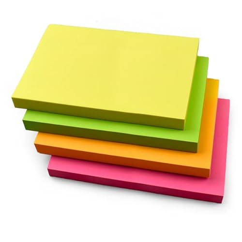 Rechteckige Haftnotizen, 127 x 76 mm, Neonfarben, Gelb, Rosa, Grün, Orange, 100 Blatt pro Block, selbstklebende Notizen für Büro, Schule, Zuhause, 4 Blöcke Rechteckige Haftnotizen, 127 x 76 mm, Neonfarben, Gelb, Rosa, Grün, Orange, 100 Blatt pro Block, selbstklebende Notizen für Büro, Schule, Zuhause, 4 Blöcke von EVG