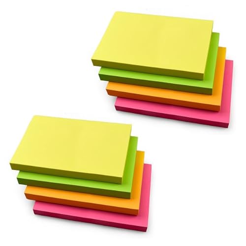 Rechteckige Haftnotizen, 127 x 76 mm, Neonfarben, Gelb, Rosa, Grün, Orange, 100 Blatt pro Block, selbstklebende Notizen für Büro, Schule, Zuhause, 8 Blöcke Rechteckige Haftnotizen, 127 x 76 mm, Neonfarben, Gelb, Rosa, Grün, Orange, 100 Blatt pro Block, selbstklebende Notizen für Büro, Schule, Zuhause, 8 Blöcke von EVG