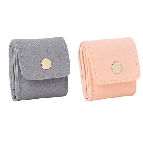 EVIRNFVEQ Mini-Reise-Rolltasche für Schmuck, tragbare, unterteilte Schmuckschatulle – für Ringe, Ohrringe, Halsketten, faltbar, Schnalle, multifunktional, kleine Schmuckschatulle (2er-Pack) von EVIRNFVEQ
