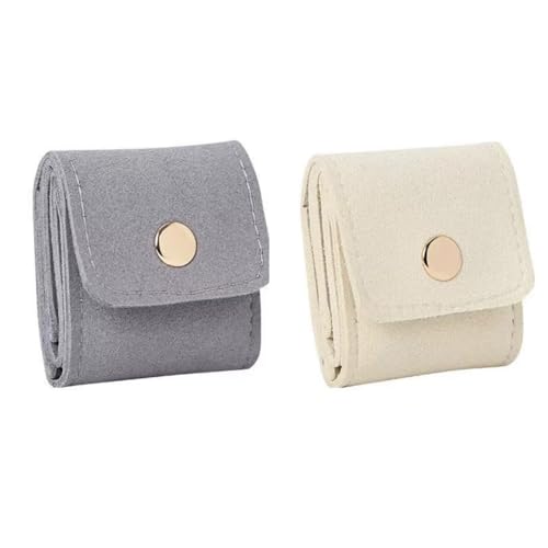 EVIRNFVEQ Mini-Reise-Rolltasche für Schmuck, tragbare, unterteilte Schmuckschatulle – für Ringe, Ohrringe, Halsketten, faltbar, Schnalle, multifunktional, kleine Schmuckschatulle (2er-Pack) von EVIRNFVEQ