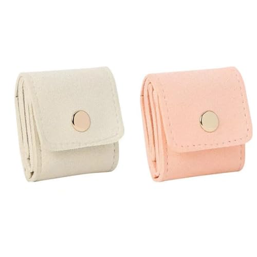 EVIRNFVEQ Mini-Reise-Rolltasche für Schmuck, tragbare, unterteilte Schmuckschatulle – für Ringe, Ohrringe, Halsketten, faltbar, Schnalle, multifunktional, kleine Schmuckschatulle (2er-Pack) von EVIRNFVEQ