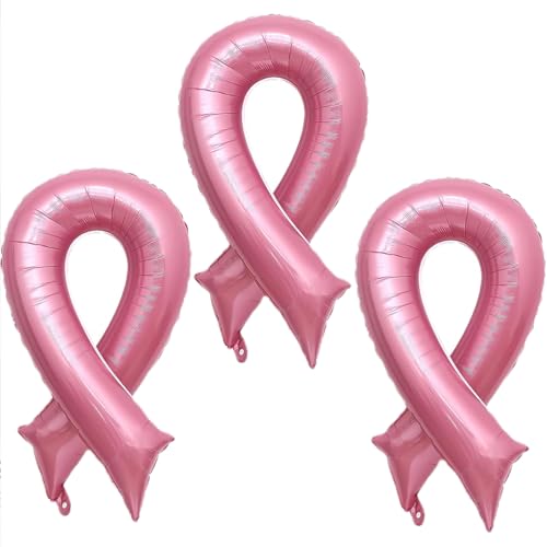 Luftballons, 3 Stück, rosa Schleife, Folienballons, Brustkrebs-Bewusstseinsdekorationen für Party, Dekoration, Spendenaktion, Veranstaltungszubehör von EVKILKJS