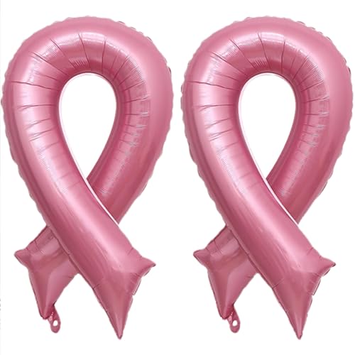 Luftballons zur Bewusstsein für Brustkrebs, 2 Stück, rosa Schleife, Folienballons, Brustkrebs-Bewusstseinsdekorationen für Party, Dekoration, Spendenaktion, Veranstaltungszubehör von EVKILKJS