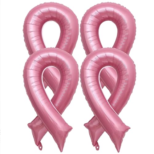 Luftballons zur Bewusstsein für Brustkrebs, 4 Stück, rosa Schleifen-Folienballons, Brustkrebs-Bewusstseinsdekorationen für Party-Dekoration, Spendenaktionen, Veranstaltungszubehör Luftballons zur Bewusstsein für Brustkrebs, 4 Stück, rosa Schleifen-Folienballons, Brustkrebs-Bewusstseinsdekorationen für Party-Dekoration, Spendenaktionen, Veranstaltungszubehör von EVKILKJS
