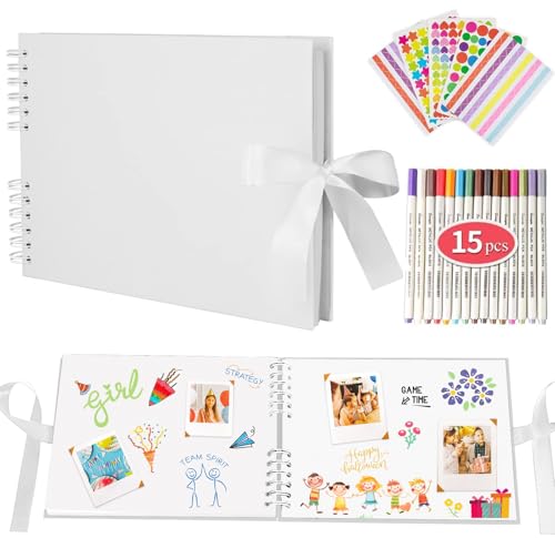 EVNEED Fotoalbum für Sammelalben, Hochzeitsgästebuch, Jahrestag, Erinnerung, Scrapbooking, für Bastelpapier, DIY-Geschenke (weiß) von EVNEED