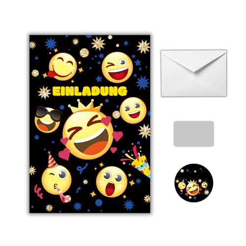 EVTI 10 Kratz-Einladungskarten für Mädchen – Emoji-Thema Geburtstagsparty Einladungen für Jungen – Einladungskarten für Kindergeburtstag Emoji-Motiven EVTI 10 Kratz-Einladungskarten für Mädchen – Emoji-Thema Geburtstagsparty Einladungen für Jungen – Einladungskarten für Kindergeburtstag Emoji-Motiven von EVTI
