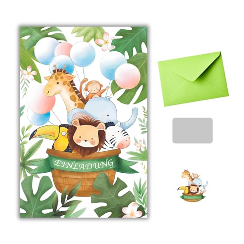 EVTI 10 Kratz-Einladungskarten kindergeburtstag jungen -Einladung kindergeburtstag junge Safari - Einladungskarten Geburtstag Jungle - einladungskarten zoo von EVTI