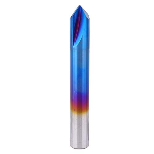 90 -Grad -Schamfalle -End 2 Flöte Blau -Beschichtung Wolframstahl zementiertes Carbidrouter Bit für Werkzeugmaschinen und Fräsmaschinen (10 * 75L) von EVTSCAN