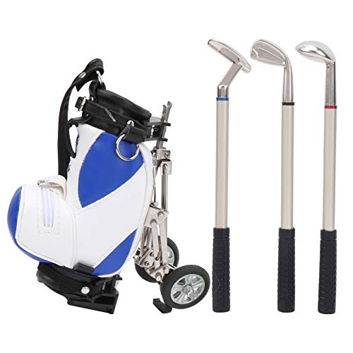 EVTSCAN Desktop -Golfstift -Set mit 3 Kugelschreiber und Mini -Tasche für Golf -Enthusiasten Office Desk Decor Zink Alloy Golf Pen Haltetasche (Blue and White) von EVTSCAN
