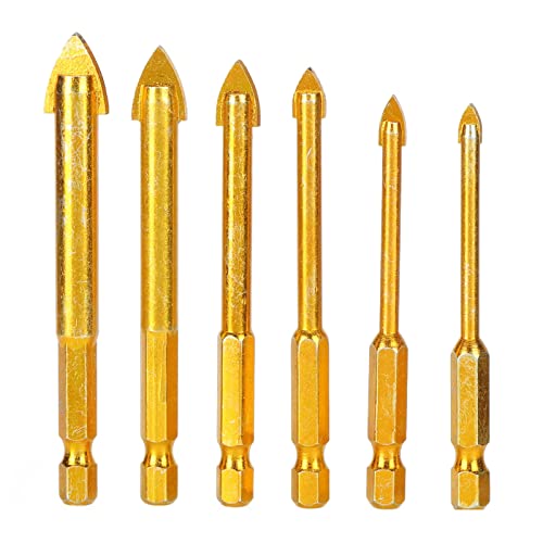 Goldener Kohlenstoffstahl YG6 Legierglasbohrer Bit Set 1/4in Hex Shank Perforating Keramikfliesen Beton Holzglas Murmeln Ziegelmauer, 6pcs Goldener Kohlenstoffstahl YG6 Legierglasbohrer Bit Set 1/4in Hex Shank Perforating Keramikfliesen Beton Holzglas Murmeln Ziegelmauer, 6pcs von EVTSCAN