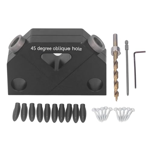 Holzbearbeitung geneigter Lochvorrichtung schwarzes Aluminium 45 Grad Winkellochbohranleitung für DIY -Möbelherstellung Holzbearbeitung geneigter Lochvorrichtung schwarzes Aluminium 45 Grad Winkellochbohranleitung für DIY -Möbelherstellung von EVTSCAN