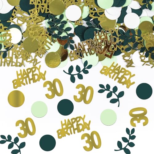 100 Stück Konfetti 30 Geburtstag Deko Grün,Konfetti 30 Geburtstag Deko Gold,Partydekoration Geburtstag 30,für Jubiläen, Geburtstage, Partys, Tischdeko von EVYIENEN