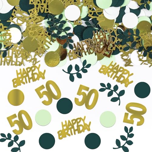 100 Stück Konfetti 50 Geburtstag Deko Grün,Konfetti 50 Geburtstag Deko Gold,Partydekoration Geburtstag 50,für Jubiläen, Geburtstage, Partys, Tischdeko von EVYIENEN