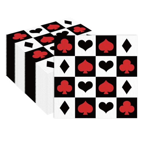 40 Stück Casino Cocktail Servietten,33x33cm Casino Poker Party Einweg Servietten für Casino Spiel Thematische Casino Geburtstagsparty Dekoration von EVYIENEN
