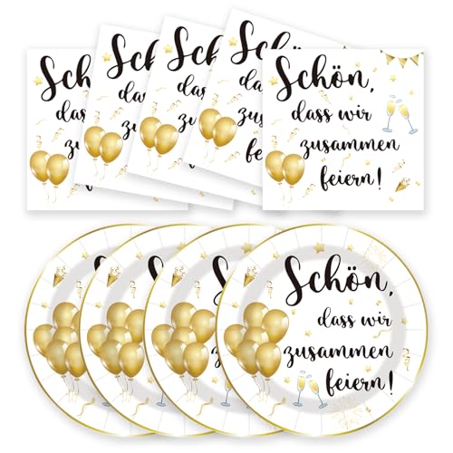 50 Stück Geburtstag Servietten Pappteller,Spruch Schön, dass wir zusammen feiern,25 x 17.8cm Dessertteller 25 x 16.5cm Servietten Party Einweg Set Pappteller Geburtstag für Picknicks Party Teller 50 Stück Geburtstag Servietten Pappteller,Spruch Schön, dass wir zusammen feiern,25 x 17.8cm Dessertteller 25 x 16.5cm Servietten Party Einweg Set Pappteller Geburtstag für Picknicks Party Teller von EVYIENEN