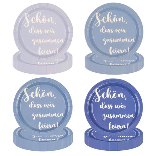 EVYIENEN 48 Stück Blau Farbverlauf Geburtstag Pappteller, Pappteller Partyset Spruch Schön, dass wir zusammen feiern, 4 Designs Für Zum Weihnachten Geburtstag Hochzeiten Jubiläums EVYIENEN 48 Stück Blau Farbverlauf Geburtstag Pappteller, Pappteller Partyset Spruch Schön, dass wir zusammen feiern, 4 Designs Für Zum Weihnachten Geburtstag Hochzeiten Jubiläums von EVYIENEN