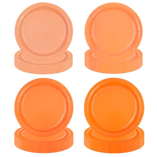 EVYIENEN 48 Stück Orange Farbverlauf Pappteller, Partyteller Partyset Süße Party, 4 Designs Für Zum Weihnachten Geburtstag Hochzeiten Jubiläums von EVYIENEN