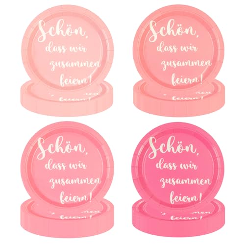 EVYIENEN 48 Stück Rosa Farbverlauf Geburtstag Pappteller, Pappteller Partyset Spruch Schön, dass wir zusammen feiern, 4 Designs Für Zum Weihnachten Geburtstag Hochzeiten Jubiläums EVYIENEN 48 Stück Rosa Farbverlauf Geburtstag Pappteller, Pappteller Partyset Spruch Schön, dass wir zusammen feiern, 4 Designs Für Zum Weihnachten Geburtstag Hochzeiten Jubiläums von EVYIENEN