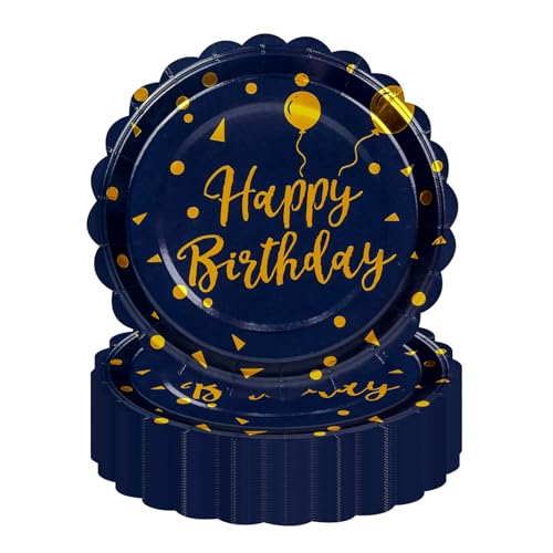 EVYIENEN 50 Stück Geburtstag Pappteller,17.8cm Einweg Blau und Gold Fächer Geburtstag skuchen Teller dekorative Abendessen Dessert Servierplatten für Party Supplies EVYIENEN 50 Stück Geburtstag Pappteller,17.8cm Einweg Blau und Gold Fächer Geburtstag skuchen Teller dekorative Abendessen Dessert Servierplatten für Party Supplies von EVYIENEN