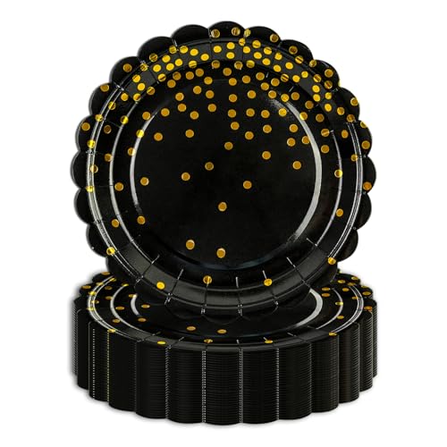 EVYIENEN 50 Stück Geburtstag Pappteller,17.8cm Einweg Schwarz Tupfen Fächer Geburtstag skuchen Teller dekorative Abendessen Dessert Servierplatten für Party Supplies EVYIENEN 50 Stück Geburtstag Pappteller,17.8cm Einweg Schwarz Tupfen Fächer Geburtstag skuchen Teller dekorative Abendessen Dessert Servierplatten für Party Supplies von EVYIENEN