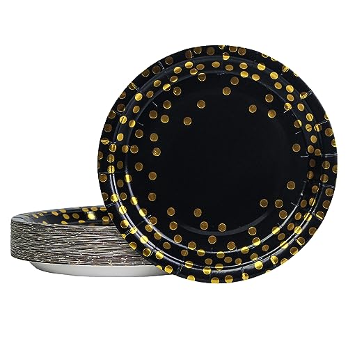 EVYIENEN 50 Stück Schwarz und Gold Pappteller,17,8 cm Partyteller Goldfolie Party Einweg-Dessertteller-Set,Pappteller Geburtstag, Party Teller Set für Picknicks,Abschlussfeier EVYIENEN 50 Stück Schwarz und Gold Pappteller,17,8 cm Partyteller Goldfolie Party Einweg-Dessertteller-Set,Pappteller Geburtstag, Party Teller Set für Picknicks,Abschlussfeier von EVYIENEN
