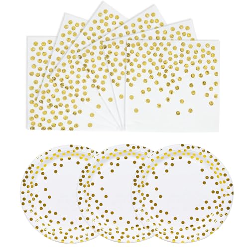 EVYIENEN 50 Stück Weißgold Pappteller,17,8 cm Partyteller Goldfolie Party Einweg Dessertteller-Set,Pappteller Geburtstag, Party Teller Set für Picknicks,Valentinstag (Weißgold Servietten Partyteller) EVYIENEN 50 Stück Weißgold Pappteller,17,8 cm Partyteller Goldfolie Party Einweg Dessertteller-Set,Pappteller Geburtstag, Party Teller Set für Picknicks,Valentinstag (Weißgold Servietten Partyteller) von EVYIENEN