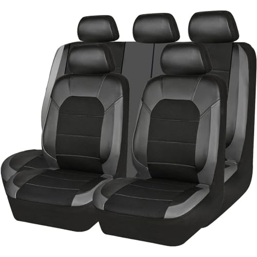 EWBNS Autositzschutz für Suzuki Ignis (MF) 2.Gen 2016 2017 2018 2019 2020 2021 2022 2023,Auto Sitzauflage,Zweifarbiges Leder Spleißen Netzstoff,Vordersitze Rücksitzschoner,A/Black von EWBNS