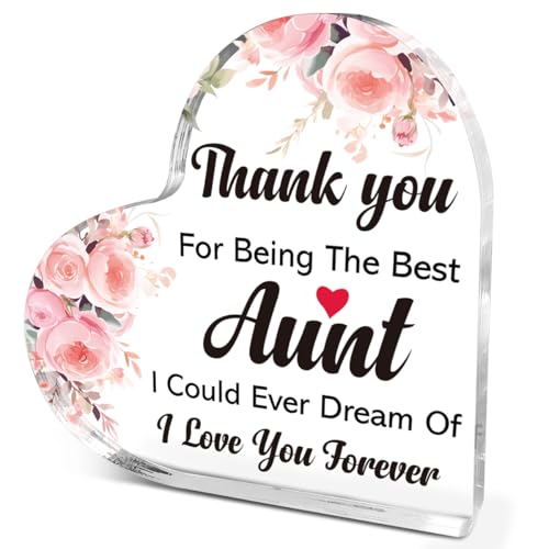 Herz-Dekoration mit Aufschrift "Thank You for Being the Best Aunt", Acryl, Muttertagsgeschenk für Tanten, Schreibtischdekoration, Geburtstagsgeschenk für Tante von Nichte, Tante Geschenke für Frauen Herz-Dekoration mit Aufschrift "Thank You for Being the Best Aunt", Acryl, Muttertagsgeschenk für Tanten, Schreibtischdekoration, Geburtstagsgeschenk für Tante von Nichte, Tante Geschenke für Frauen von EWDMOUK