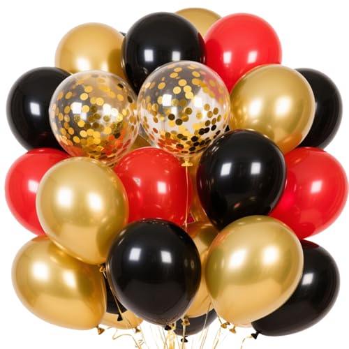 EWODEIEW 60 Stück Luftballons Schwarz Rot Gold, 12 Zoll Gold Konfetti Latex Ballons, Rot Schwarz Luftballons, Helium Balloons für Geburtstag Valentinstag Verlobung Hochzeit Graduierung Feier Deko EWODEIEW 60 Stück Luftballons Schwarz Rot Gold, 12 Zoll Gold Konfetti Latex Ballons, Rot Schwarz Luftballons, Helium Balloons für Geburtstag Valentinstag Verlobung Hochzeit Graduierung Feier Deko von EWODEIEW